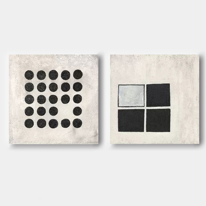 Black Dots and Squares Diptych
