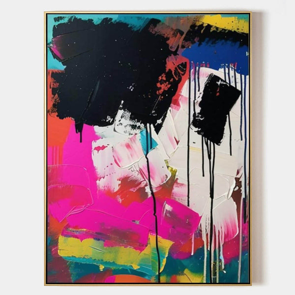 Black Drips Over Magenta Bloom