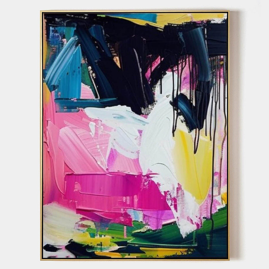 Black Drips Over Pink and Gold