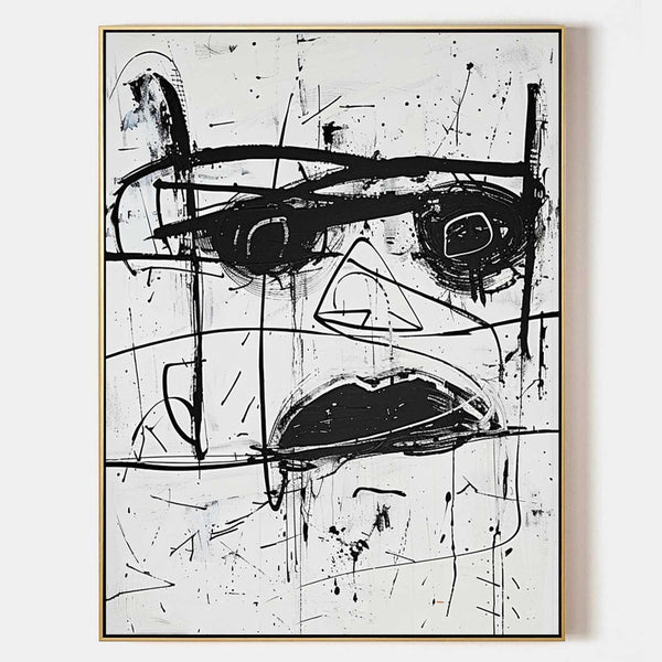 Black Ink Face in Raw Gesture