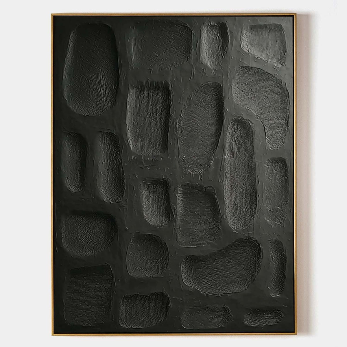 Black Pebble Relief in Charcoal