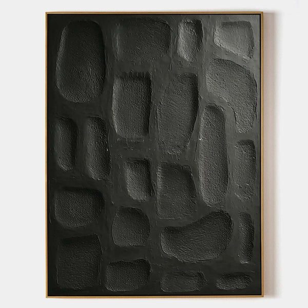 Black Pebble Relief in Charcoal