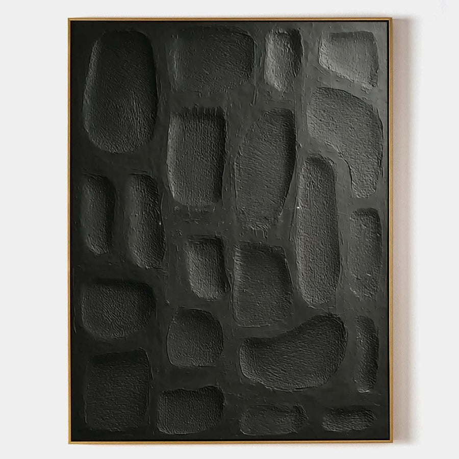 Black Pebble Relief in Charcoal