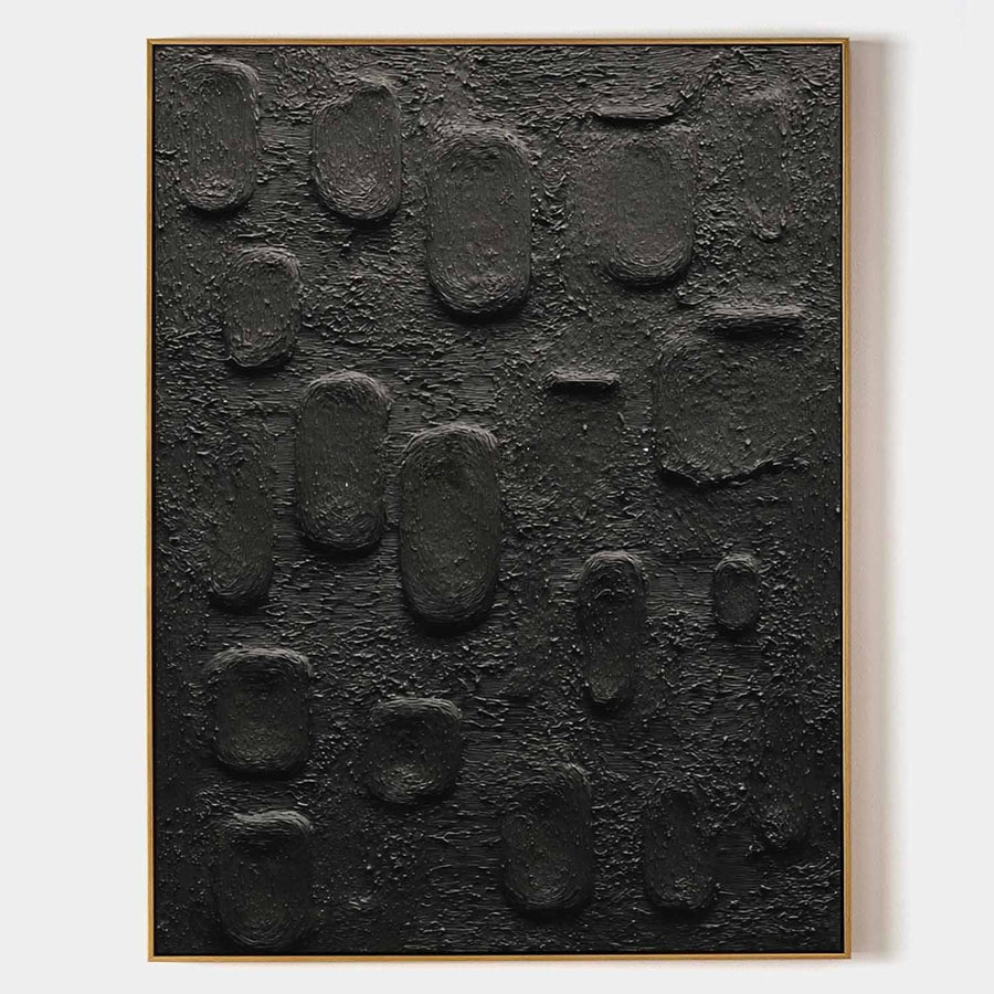 Black Pebbles in Textured Relief