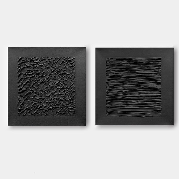 Black Relief Diptych in Texture