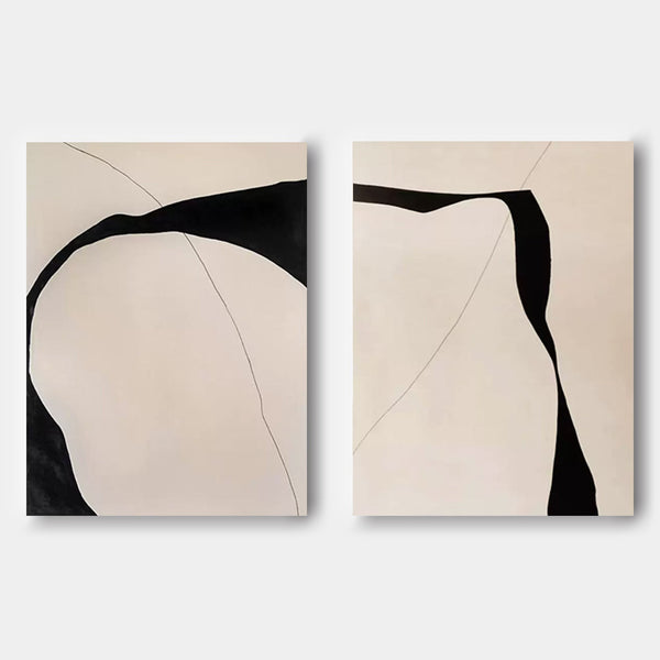Black Ribbon Arcs on Warm Cream