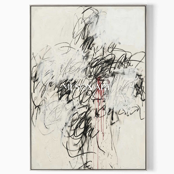 Black Scribbles with Crimson Drip