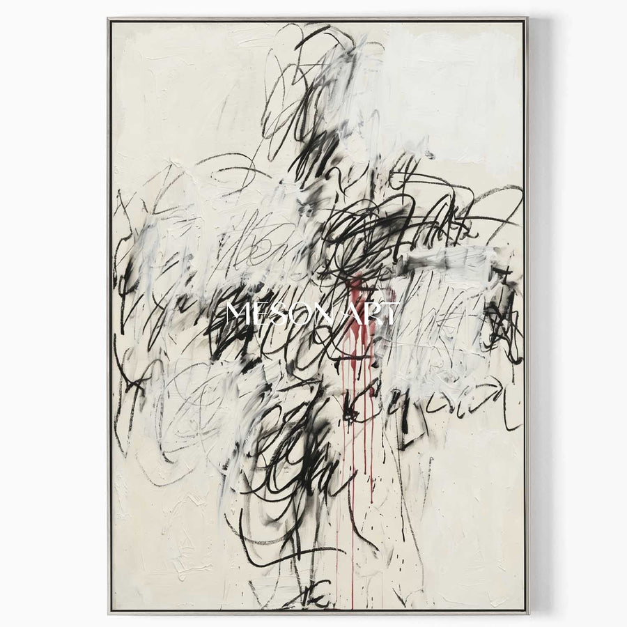 Black Scribbles with Crimson Drip