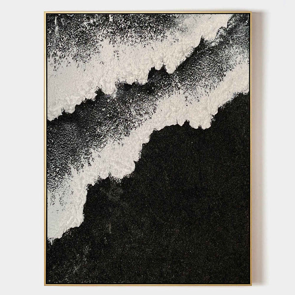 Black Shoreline with White Surf