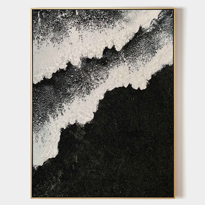 Black Shoreline with White Surf