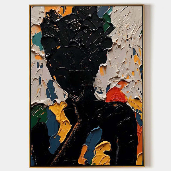 Black Silhouette in Bright Impasto