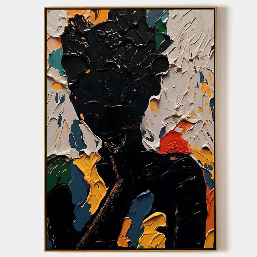 Black Silhouette in Bright Impasto