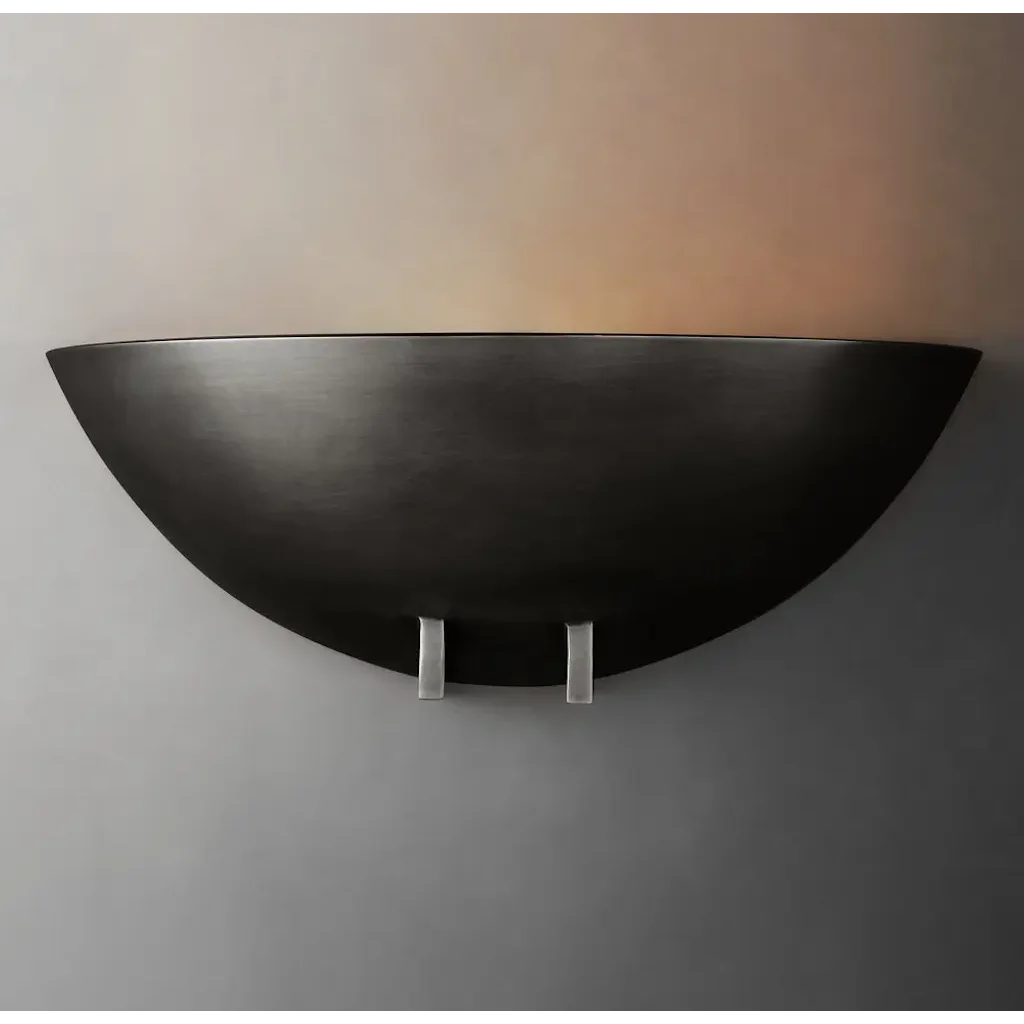 Black Stainless Steel Half Bowl Uplight Wall Sconce