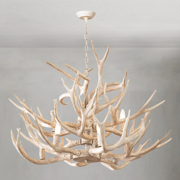 Bleached Resin Antler Ring Chandelier