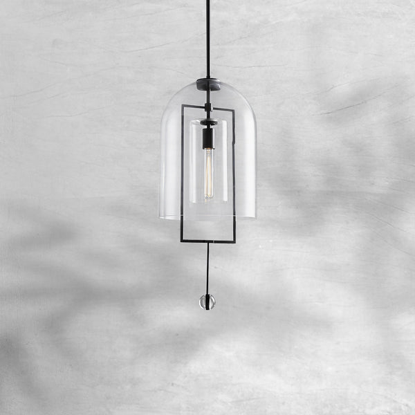 Blown Glass Bubble Pendant with Slim Brass Stem