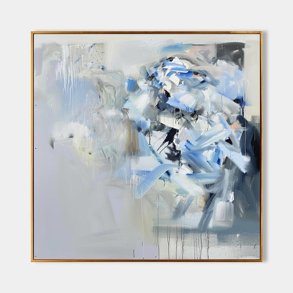 Blue Gesture Over Soft Gray