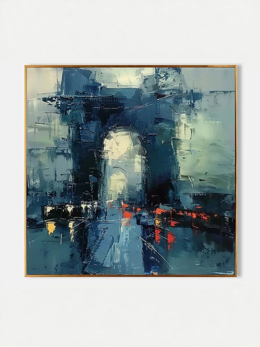 Blue & Green Abstract Cityscape Wall Art