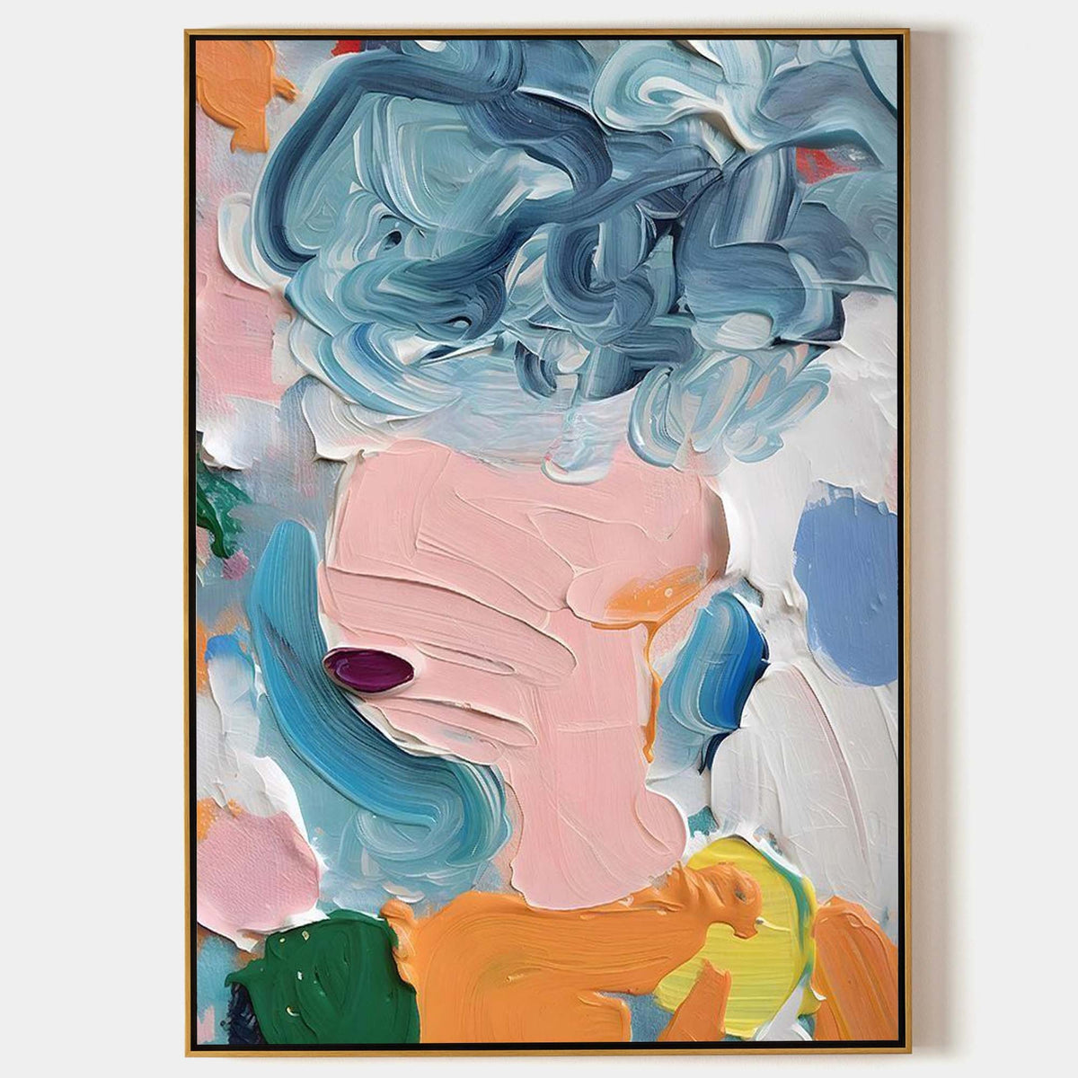 Blue-Haired Figure in Pastel Impasto