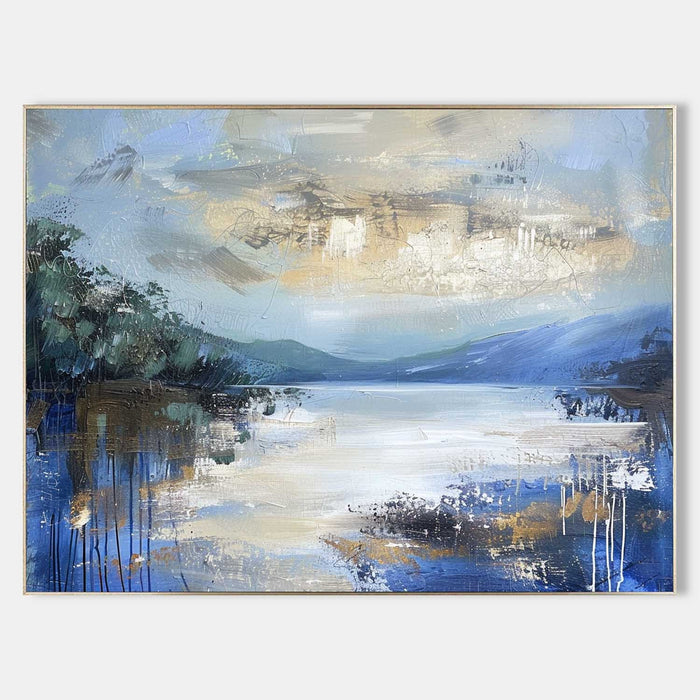 Blue Lake Under Golden Clouds