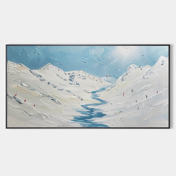 Blue River Through Snowy Peaks