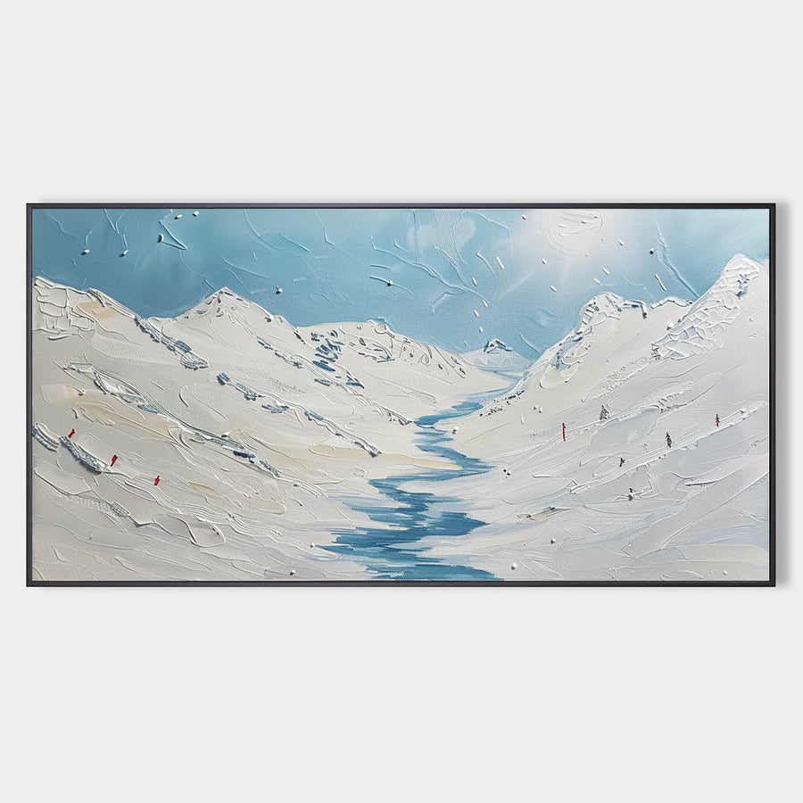 Blue River Through Snowy Peaks