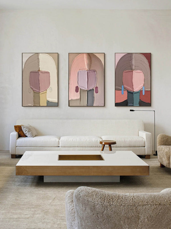 Blush Faceless Portrait Triptych