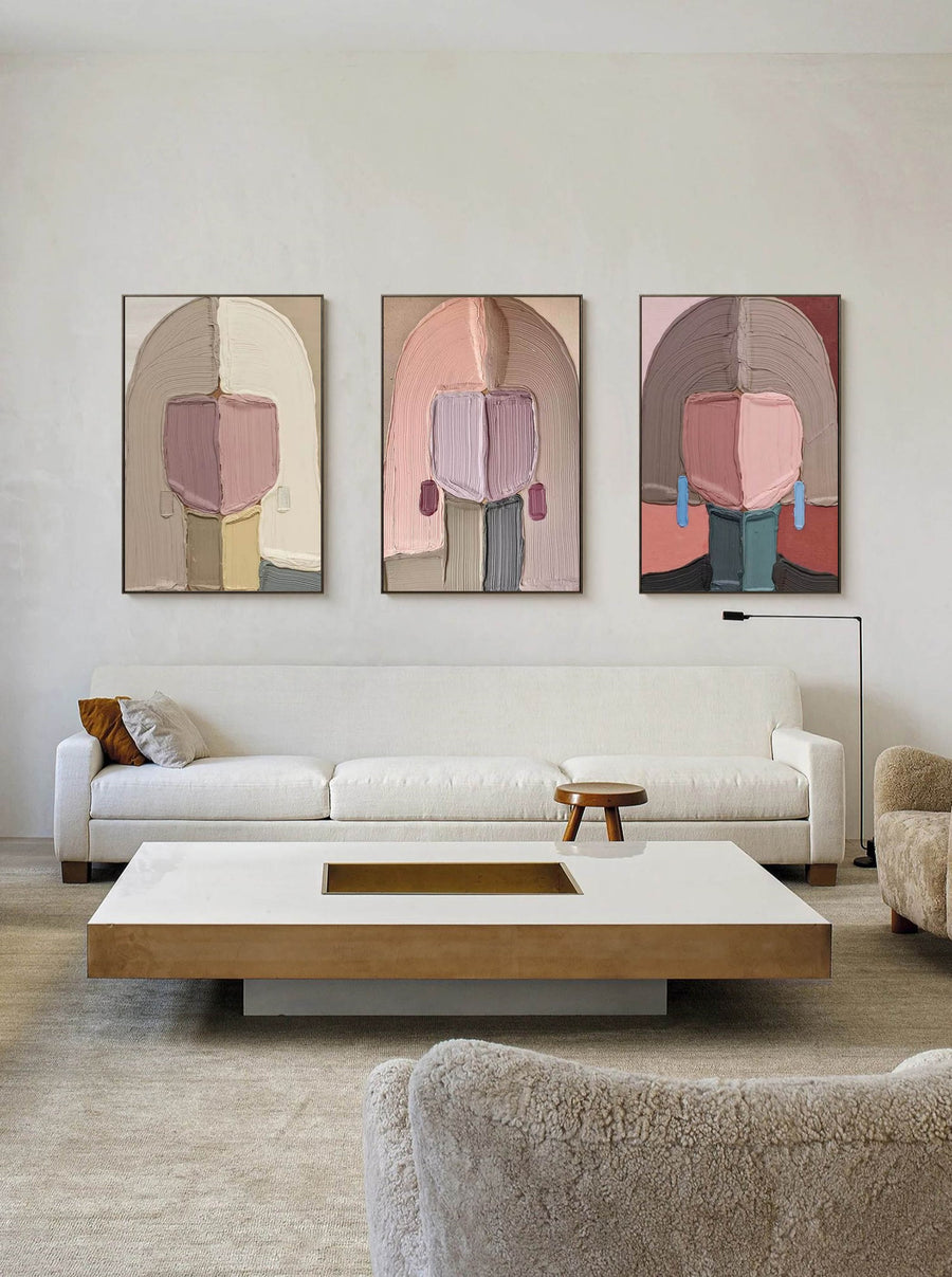 Blush Faceless Portrait Triptych