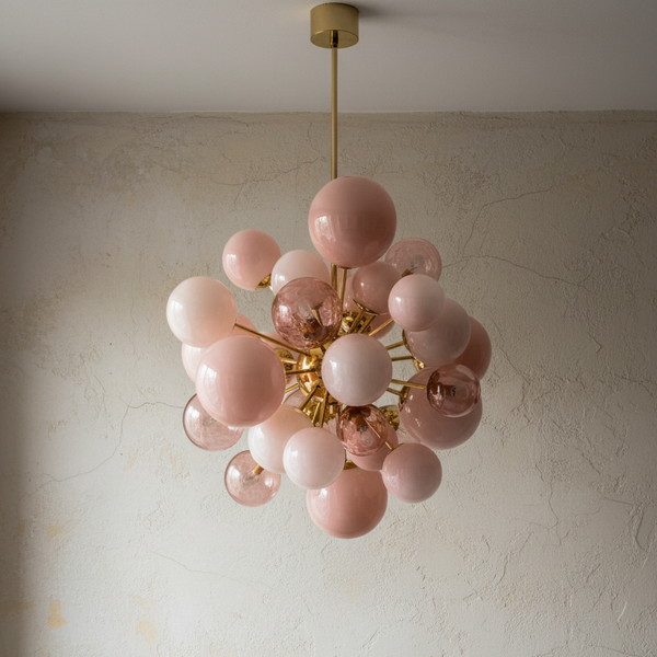 Blush Glass Globe Cluster Sputnik Chandelier