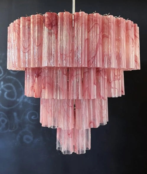 Blush Glass Tube Cluster Chandelier