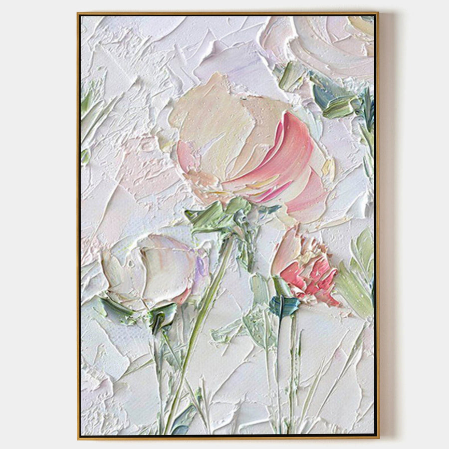 Blush Peonies in Palette Knife Relief