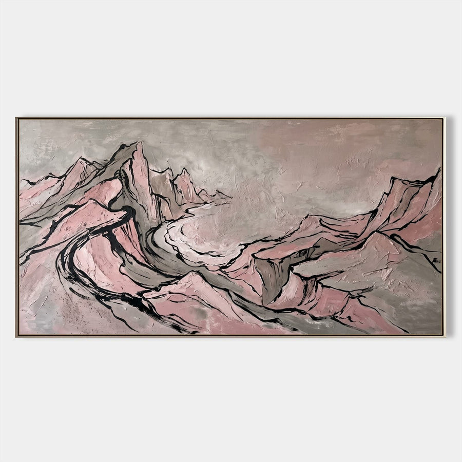 Blush Pink Mountain Valley Abstract