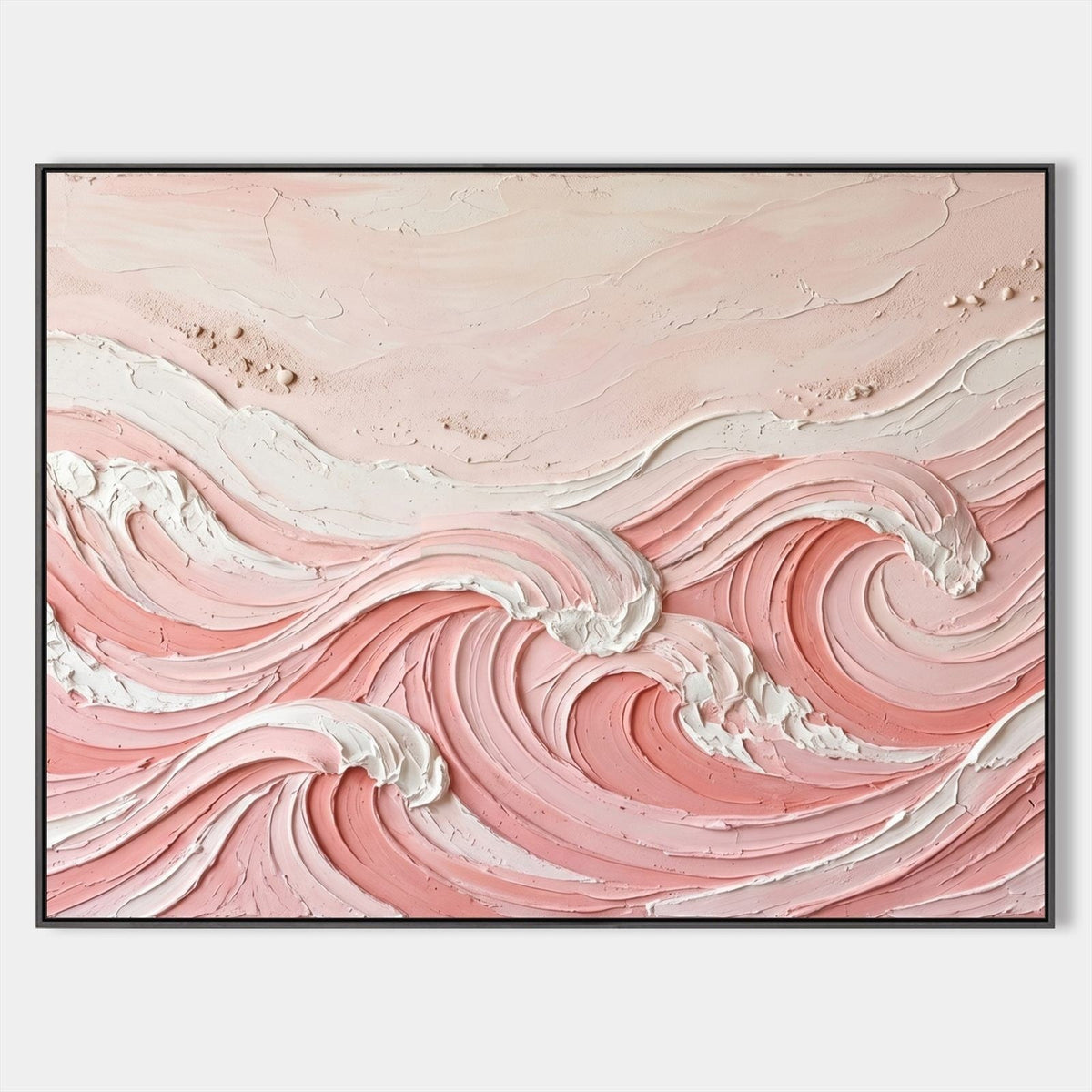 Blush Pink Waves on Sandy Shore