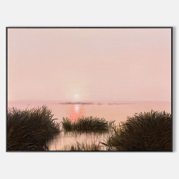 Blush Sunset Over Marsh Reeds