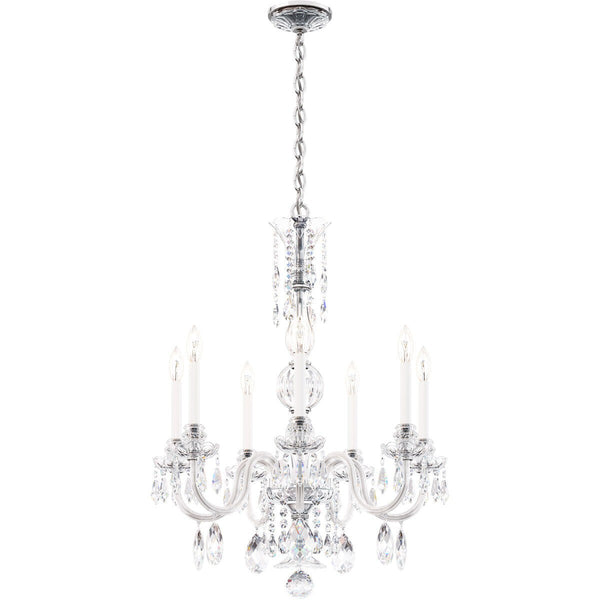 Bohemian Crystal Column Chandelier with Cut Pendants