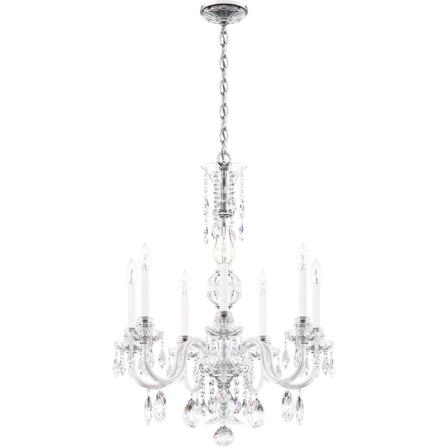 Bohemian Crystal Column Chandelier with Cut Pendants