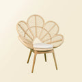 Boho-Chic Petal Rattan Accent Chair - Close-up Detail