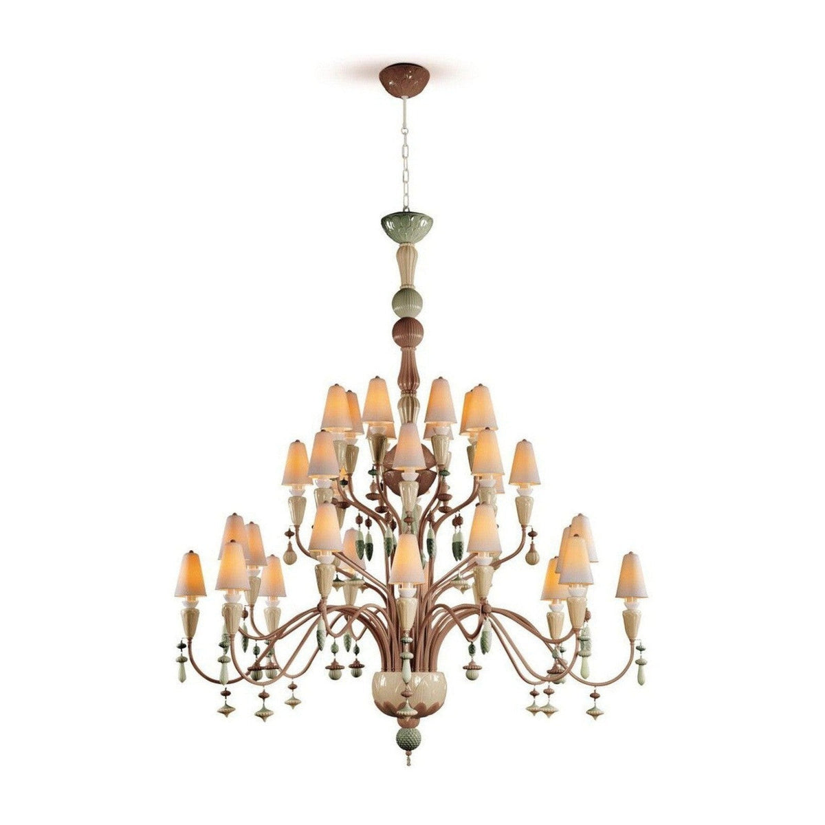 Botanical Cluster Porcelain and Metal Branch Chandelier