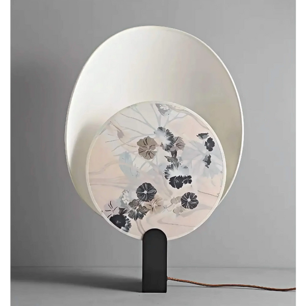 Botanical Print Fabric Shade Stainless Steel Table Lamp