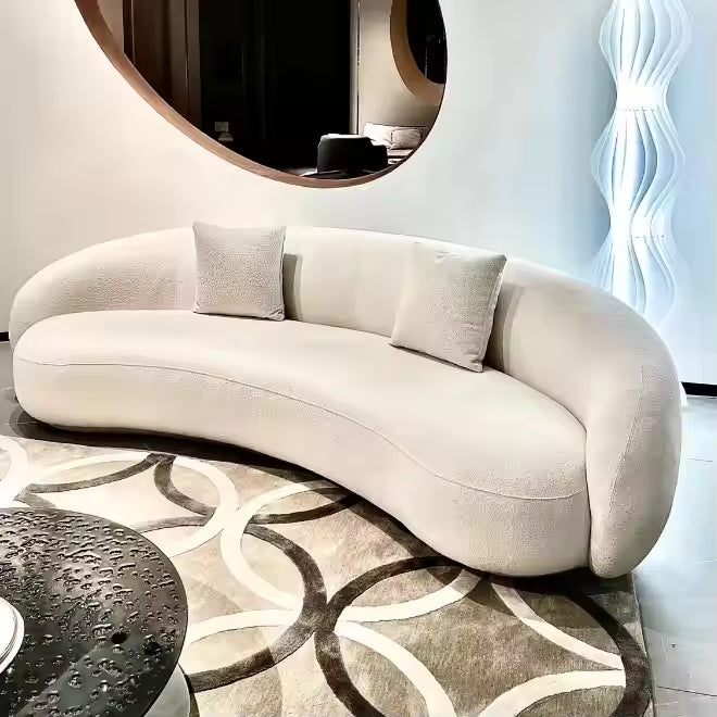 boucle sofa curved