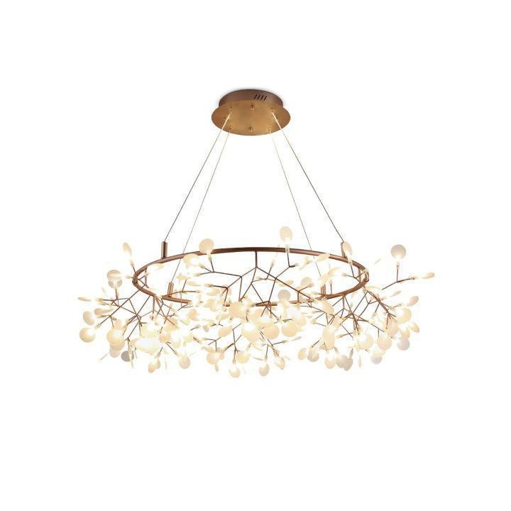 Branching Acrylic Leaf Rose Gold Chandelier