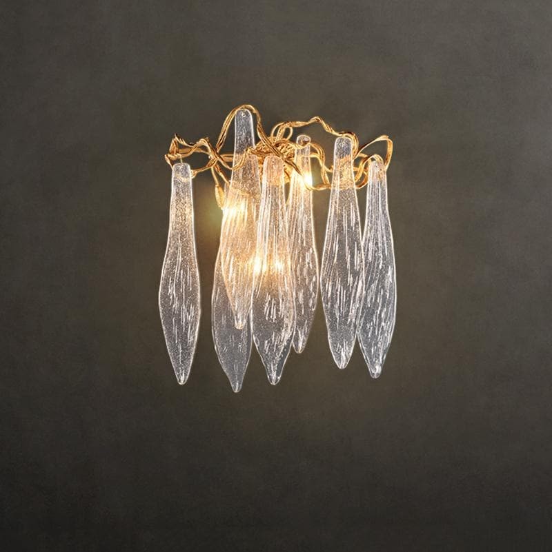 Branching Brass and Crystal Drop Wall Sconce
