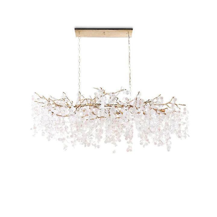 Branching Brass Chandelier with Clear Glass Coins