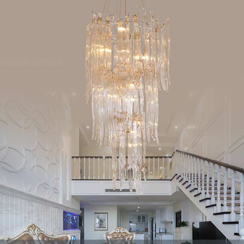 Branching Brass Chandelier with Crystal Leaves
