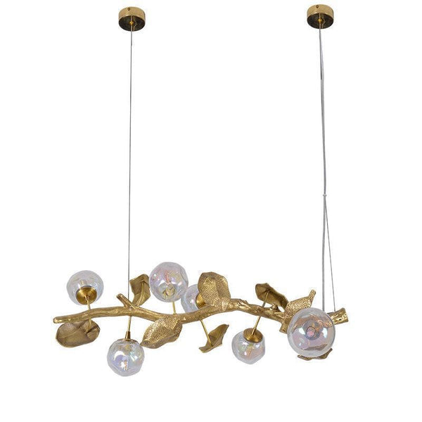 Branching Brass Chandelier with Glass Bubble Shades