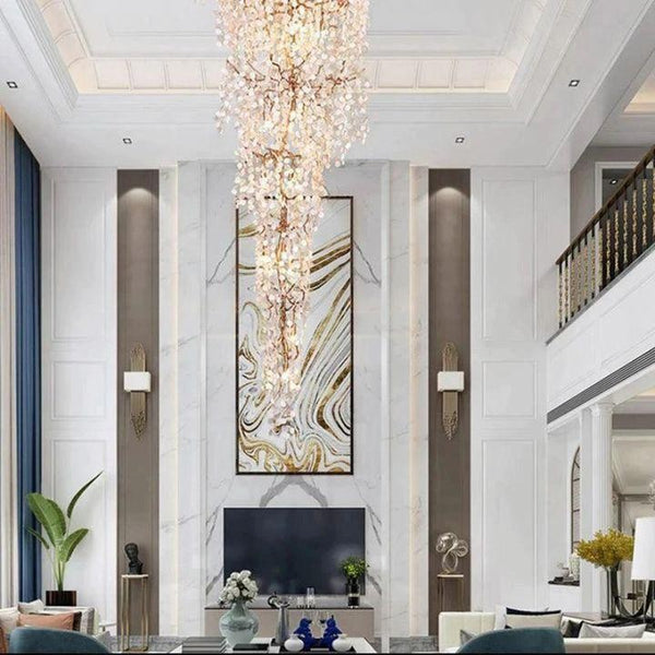 Branching Brass Chandelier with Glass Discs