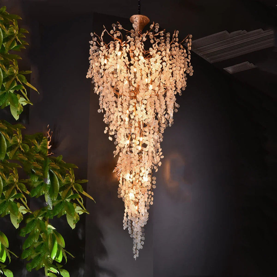 Branching Brass Flush Mount with Glass Blossoms