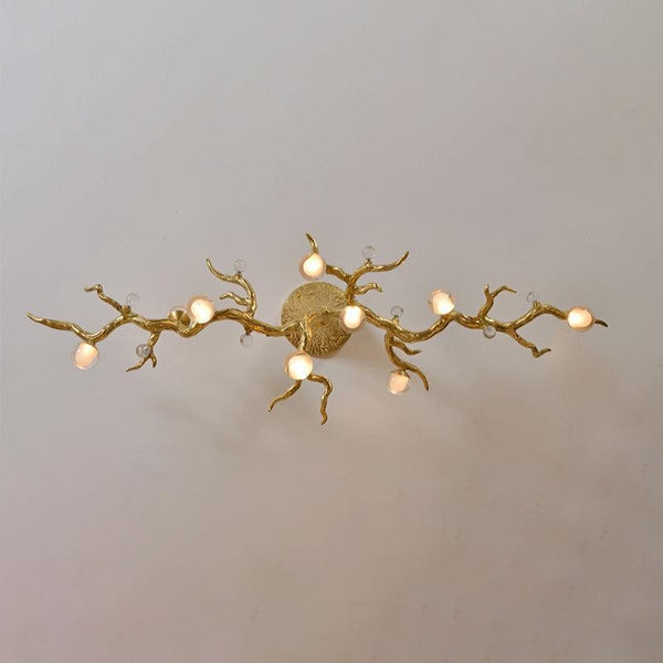 Branching Brass Flush Mount with Glass Bubbles