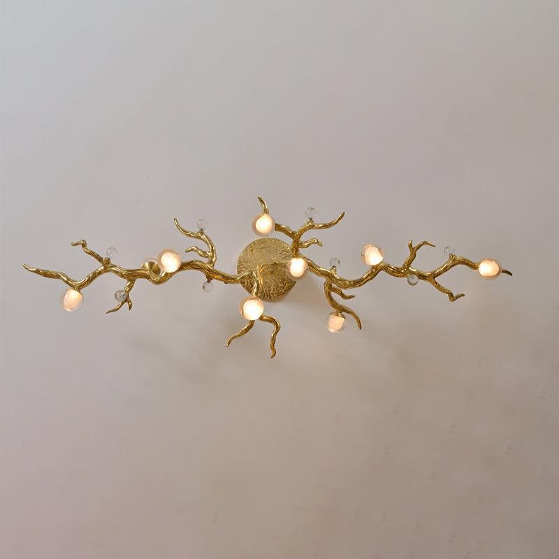 Branching Brass Flush Mount with Glass Bubbles