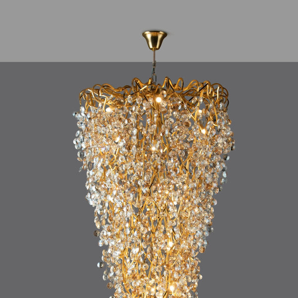 Branching Frosted Glass Cluster Aluminum Chandelier