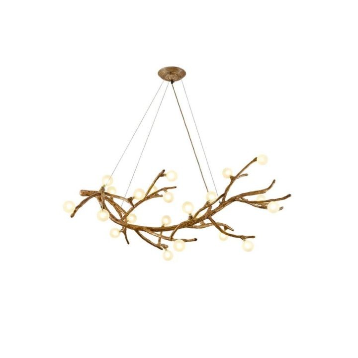 Branching Glass Bud Old Gold Chandelier
